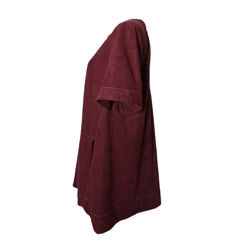 Maeve The Emmy Faux Suede Short Sleeve Mini Swing Dress In Burgundy Size S - Picture 6 of 13